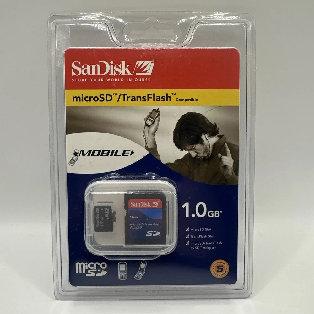 Sandisk 1 GB MicroSD Memory Card With Adapter - TransFlash Compatible New Sealed